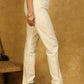 Smart Cotton Off-White Trouser with Lace Insert Detail