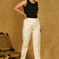 Smart Cotton Off-White Trouser with Lace Insert Detail