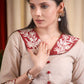 Cotton Handloom Beige Embroidered Shirt
