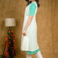 Stylish Aqua Green Cotton Kurta with Embroidery Allover & White Chikankari Jacket (2 Piece) - Pant Optional