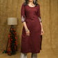 Cotton Embroidered Wine Kurta with Matchiong Pant - Embroidered Ikat Jacket Optional