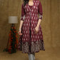 Cotton Embroidered Wine Kurta with Matchiong Pant - Embroidered Ikat Jacket Optional