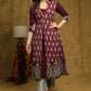 Cotton Embroidered Wine Kurta with Matchiong Pant - Embroidered Ikat Jacket Optional