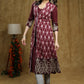 Cotton Embroidered Wine Kurta with Matchiong Pant - Embroidered Ikat Jacket Optional
