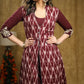 Cotton Embroidered Wine Kurta with Matchiong Pant - Embroidered Ikat Jacket Optional
