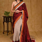 Classy Maroon Khun Pallu Saree with Cream Ajrakh Pleats