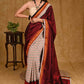 Classy Maroon Khun Pallu Saree with Cream Ajrakh Pleats