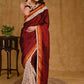 Classy Maroon Khun Pallu Saree with Cream Ajrakh Pleats