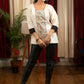 White cotton silk top with hand painted Madhubani work