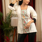 White cotton silk top with hand painted Madhubani work