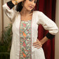 White cotton silk top with hand painted Madhubani work