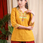 Mustard Cotton Embroidery Top