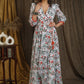 Elegant printed asymetrical maxi dress