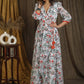 Elegant printed asymetrical maxi dress