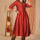 Elegant A Line Maroon Front Pleated Kurta with Hand Embroidery on Neckline and Sleeves - Contrast Brown Pant Optional