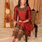 Elegant A Line Maroon Front Pleated Kurta with Hand Embroidery on Neckline and Sleeves - Contrast Brown Pant Optional