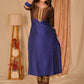 Trendy Straight Cut Brown and Royal Blue Blocked Cotton Silk Kurta with Embroidered Neckline - Embroidered Pant Optional