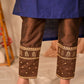 Trendy Straight Cut Brown and Royal Blue Blocked Cotton Silk Kurta with Embroidered Neckline - Embroidered Pant Optional