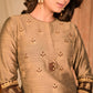 Exclusive Gold Cotton Silk Kurta with Beautiful Embroidery Front and Sleeves - Pant Optional
