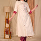 Classy A-Line Hand Painted Off-White Flex Kurta with Contrast Detailing - Pant Optional