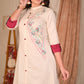 Classy A-Line Hand Painted Off-White Flex Kurta with Contrast Detailing - Pant Optional