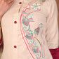 Classy A-Line Hand Painted Off-White Flex Kurta with Contrast Detailing - Pant Optional