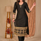 Trendy Straight Cut Black Cotton Silk Kurta with Embroidered Hem - Pant Optional