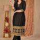 Trendy Straight Cut Black Cotton Silk Kurta with Embroidered Hem - Pant Optional