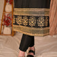 Trendy Straight Cut Black Cotton Silk Kurta with Embroidered Hem - Pant Optional