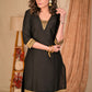 Trendy Straight Cut Black Cotton Silk Kurta with Embroidered Hem - Pant Optional