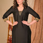 Trendy Straight Cut Black Cotton Silk Kurta with Embroidered Hem - Pant Optional