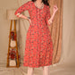 Exclusive Straight Cut Red Animal Print Cotton Ajrakh Kurta with Hand Painted Collar and Sleeves - Pant Optional
