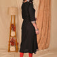 Trendy Black Cotton Kurta with Hand Painted Madhubani on Neckline - Pant Optional