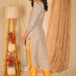 Straight Cut Off-white Cotton Ikat Kurta with Beautiful Floral Hand Painting - Pant Optional
