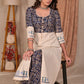 Exclusive Straight Cut Hand Painted Off-White and Animal Print Combination Kurta - Palazzo Optional