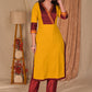 Exclusive Mustard Cotton Straight Cut Kurta with Khun Yoke - Pant Optional