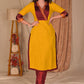Exclusive Mustard Cotton Straight Cut Kurta with Khun Yoke - Pant Optional