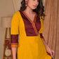 Exclusive Mustard Cotton Straight Cut Kurta with Khun Yoke - Pant Optional
