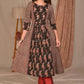 Elegant A Line Black Cotton Ajrakh Combination Kurta - Pant Optional
