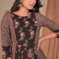 Elegant A Line Black Cotton Ajrakh Combination Kurta - Pant Optional