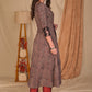 Elegant A Line Black Cotton Ajrakh Combination Kurta - Pant Optional