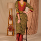 Beautiful Green Ajrakh Kurta with Contrast Pintucks Yoke - Pant Optional