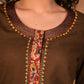 Classy Cotton Coffee Brown and Kalamkari Combination Embroidered Kurta - Pant Optional