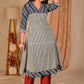 Classy Cotton Indigo Combination A Line Kurta - Pant Optional