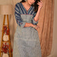Classy Cotton Indigo Combination A Line Kurta - Pant Optional