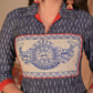 Trendy Blue Straight Cut Cotton Ikat Kurta with Hand Painted Madhubani Yoke
