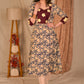 A Line Cotton Floral Print Kurta with Beautiful Floral Hand Painted Yoke - Pant Optional