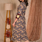 A Line Cotton Floral Print Kurta with Beautiful Floral Hand Painted Yoke - Pant Optional
