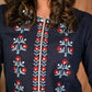 Exclusive Navy Blue Front Embroidered Cotton Kurta - Flared Indigo Palazzo Optional