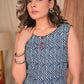 Exclusive A Line Indigo Kurta with Maroon Detailing - Pant Optional